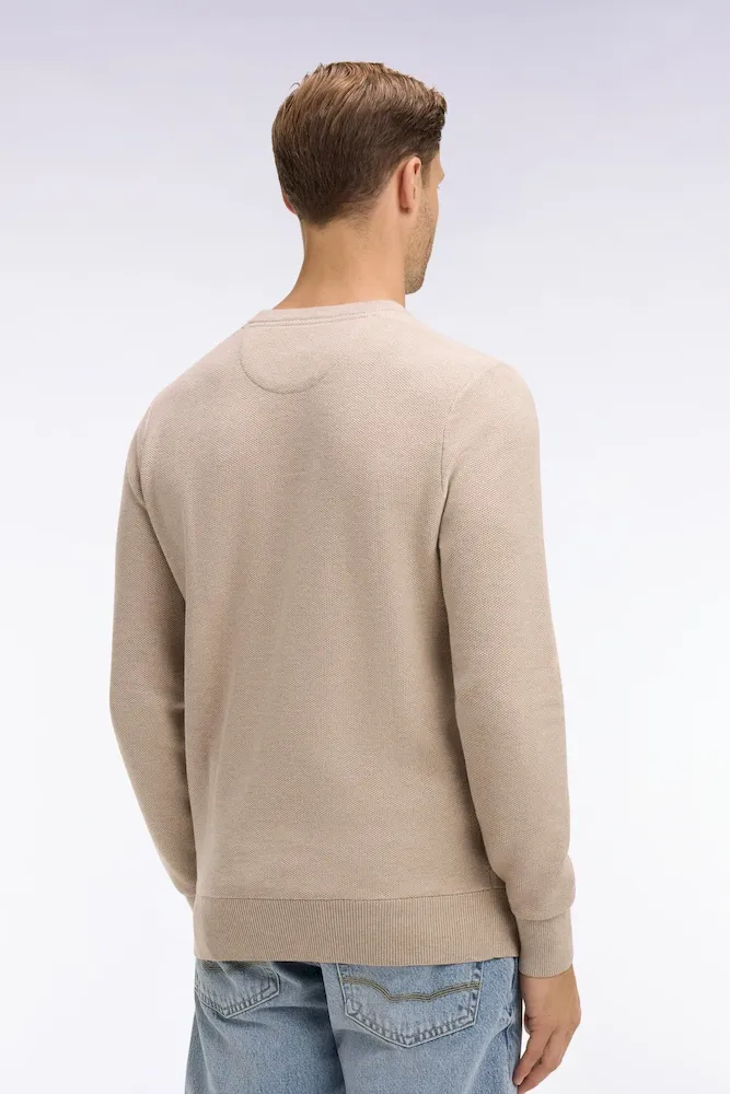 Pull col rond en coton beige – Bild 5