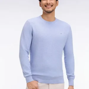 Pull col rond en coton ciel