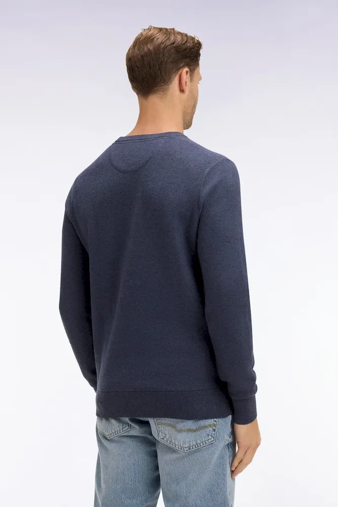 Pull col rond en coton bleu foncé – Bild 5