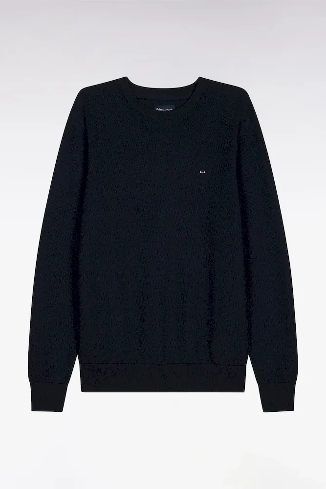 Pull Col Rond En Coton Marine
