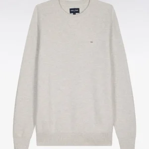 Alternative view of Pull col rond en coton gris clair