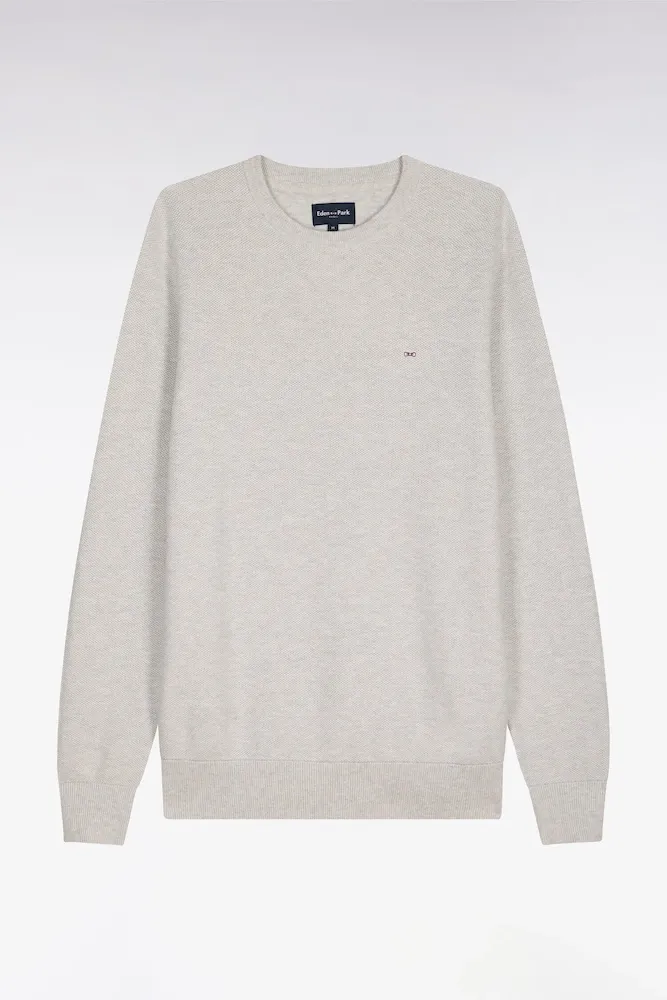 Pull Col Rond En Coton Gris Clair