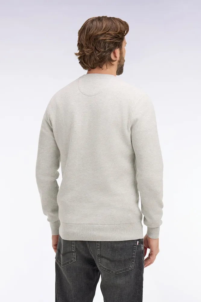 Pull col rond en coton gris clair – Bild 5