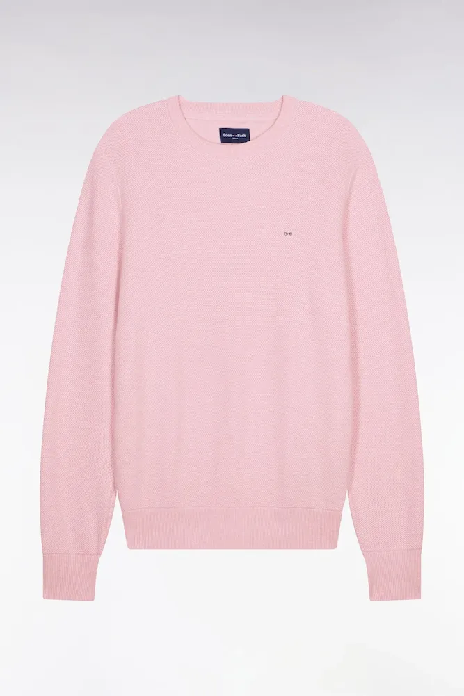 Pull Col Rond En Coton Rose
