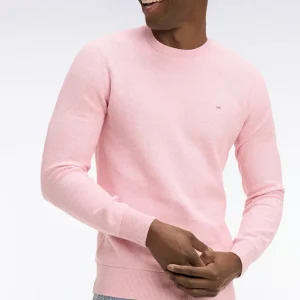 Pull col rond en coton rose