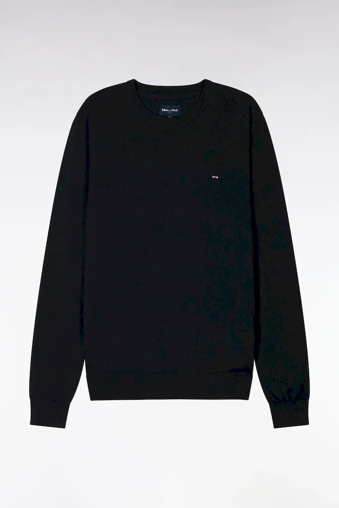 Pull Col Rond En Coton Et Soie Mélangés Marine