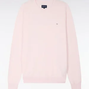 Alternative view of Pull col rond en coton et soie mélangés rose