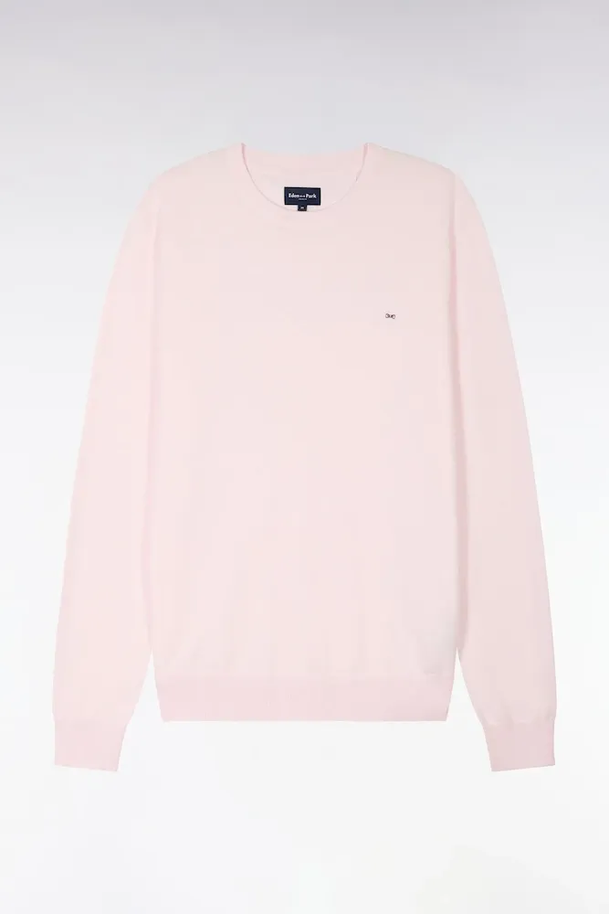 Pull Col Rond En Coton Et Soie Mélangés Rose