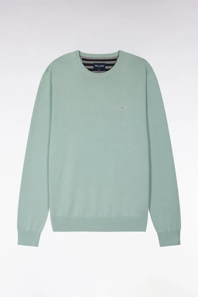 Pull Col Rond En Coton Vert D'eau