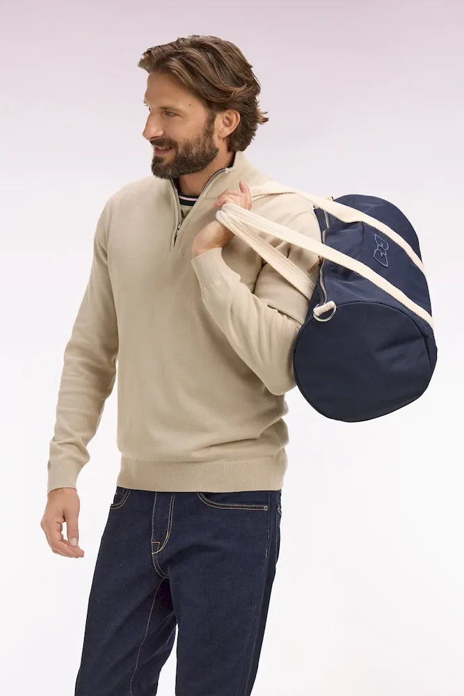 Pull col camionneur en coton beige