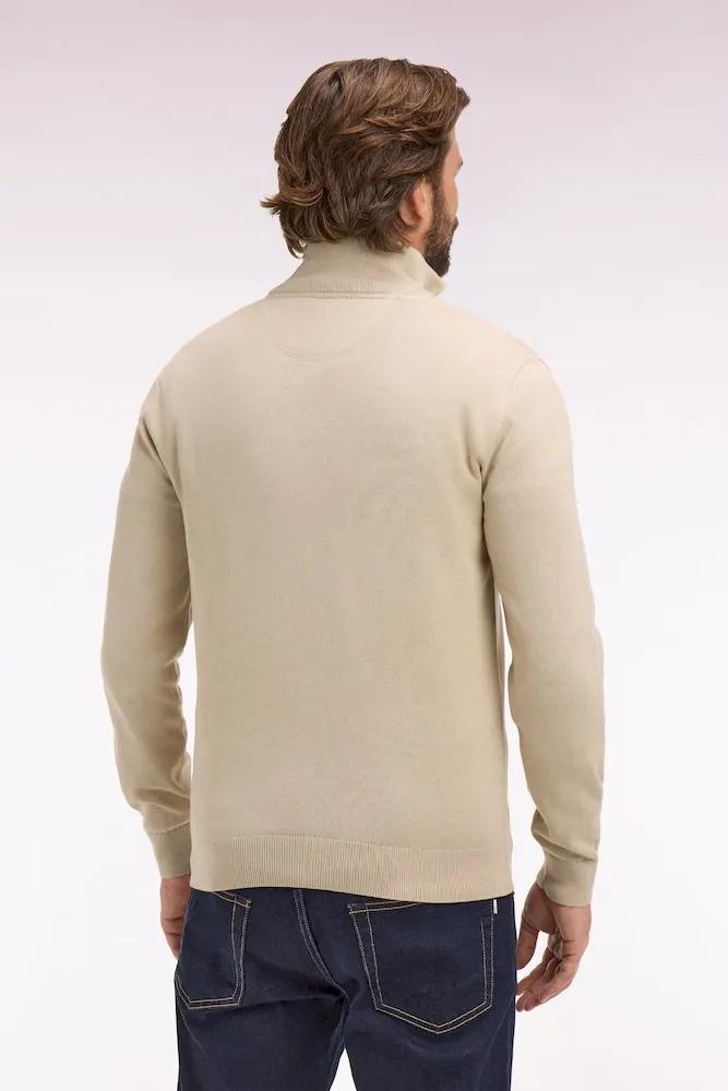 Pull col camionneur en coton beige – Bild 5