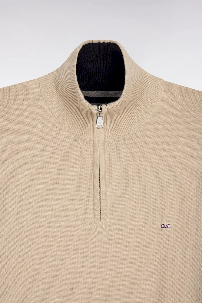 Pull col camionneur en coton beige – Bild 6