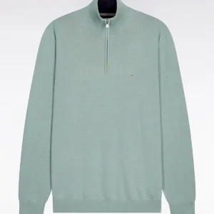 Alternative view of Pull col camionneur en coton vert d'eau