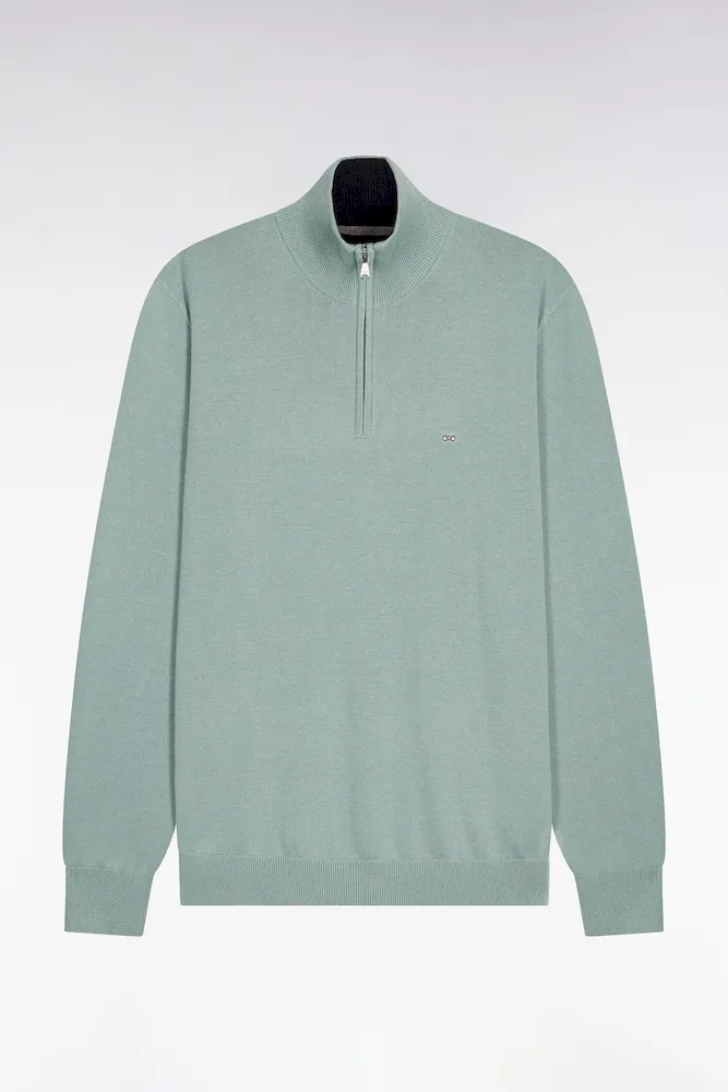 Pull Col Camionneur En Coton Vert D'eau