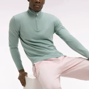 Pull col camionneur en coton vert d'eau