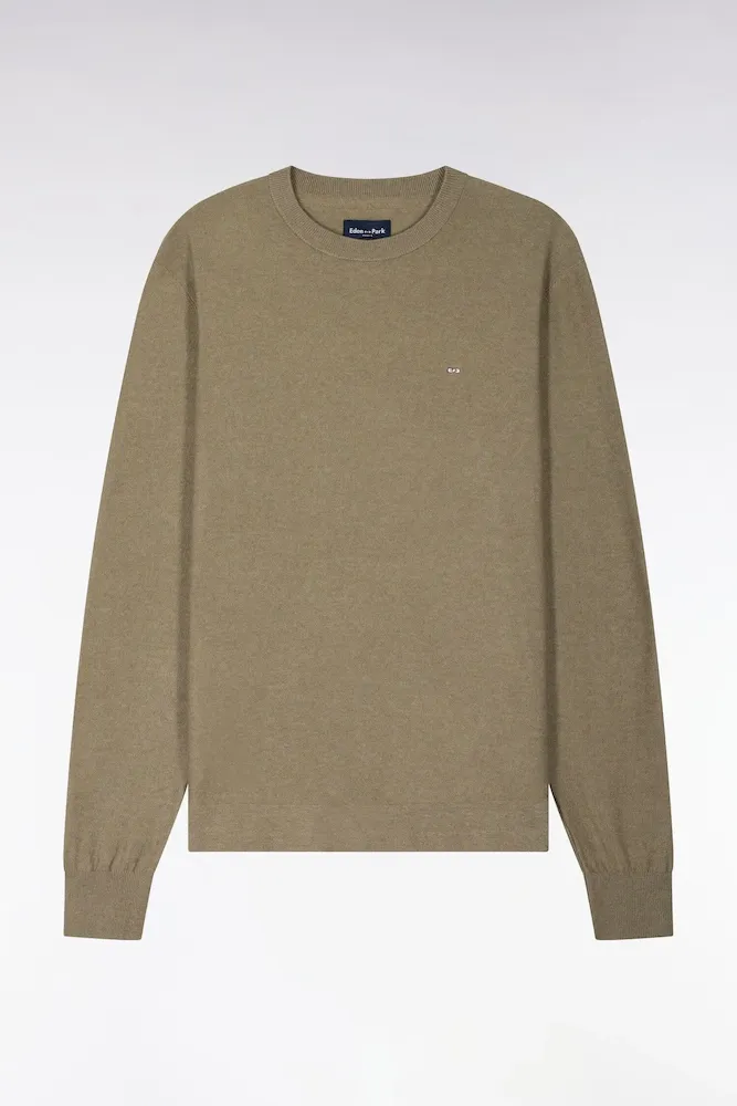 Pull Col Rond En Coton Et Lyocell Mélangés Marron