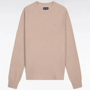 Alternative view of Pull col rond en coton et lyocell mélangés beige