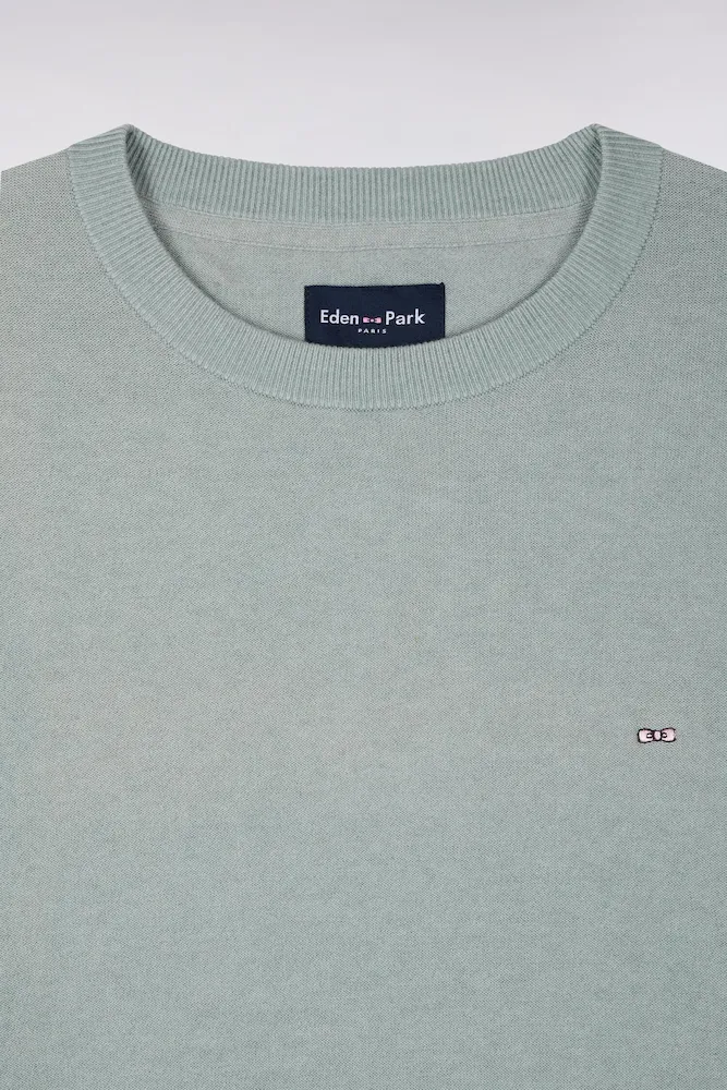 Pull col rond en coton et lyocell mélangés vert d'eau – Bild 6