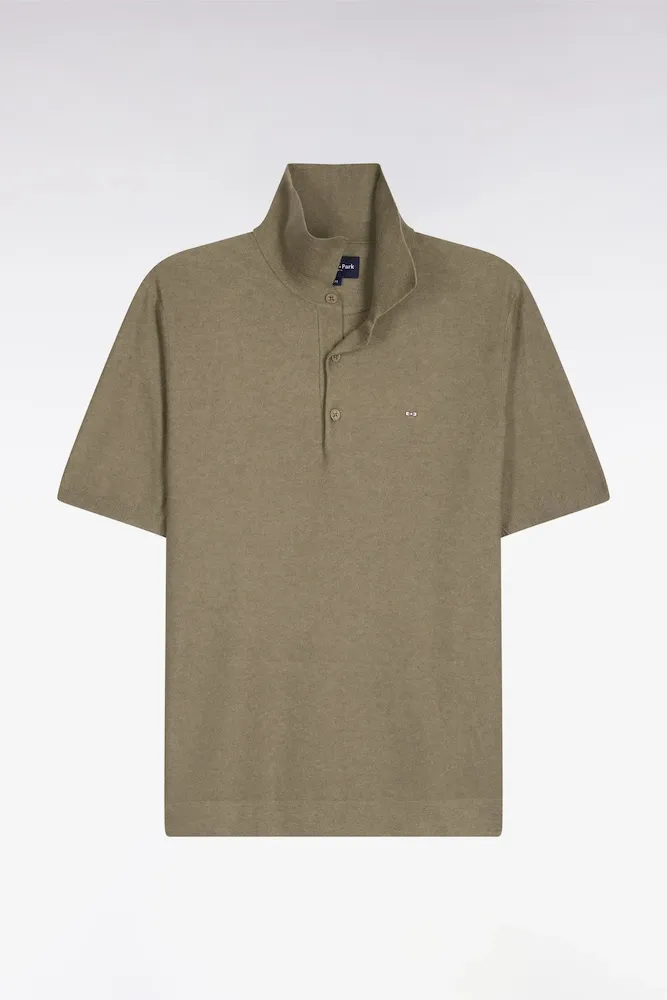 Pull Manches Courtes à Col Polo En Coton Et Lyocell Mélangés Marron