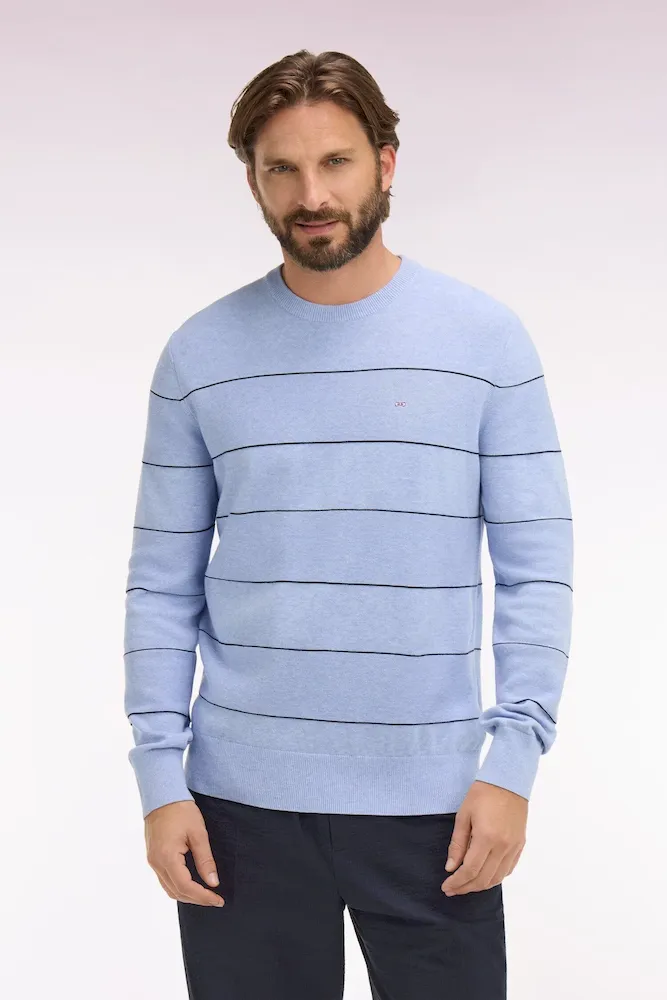 Pull col rond en coton ciel rayé – Bild 3