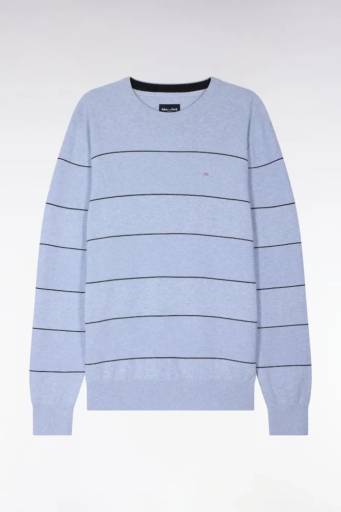 Pull Col Rond En Coton Ciel Rayé