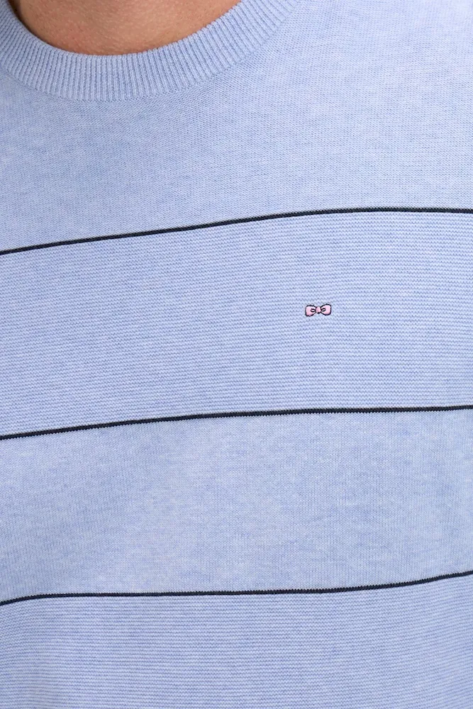 Pull col rond en coton ciel rayé – Bild 4