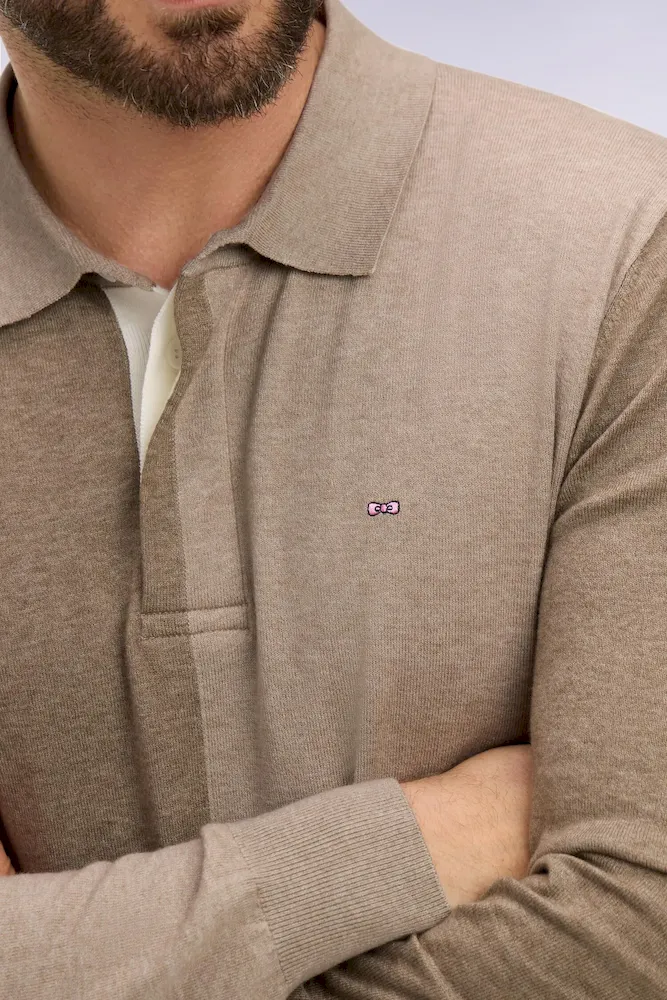 Pull col maillot en coton et lyocell mélangés beige – Bild 4