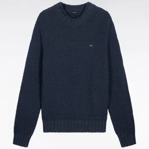 Alternative view of Pull col montant en lin et coton marine