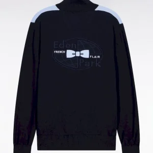 Alternative view of Pull à col maillot en coton ciel brodé