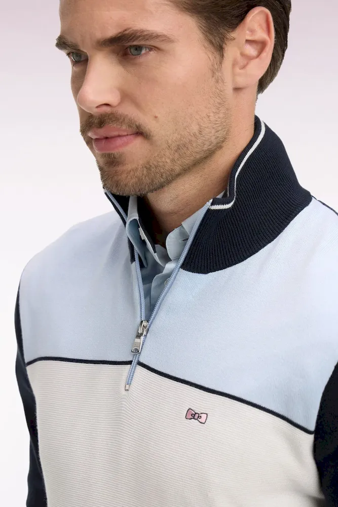 Pull à col maillot en coton ciel brodé – Bild 4