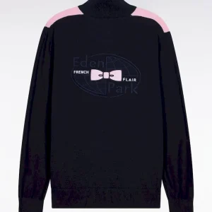 Alternative view of Pull à col maillot en coton rose brodé