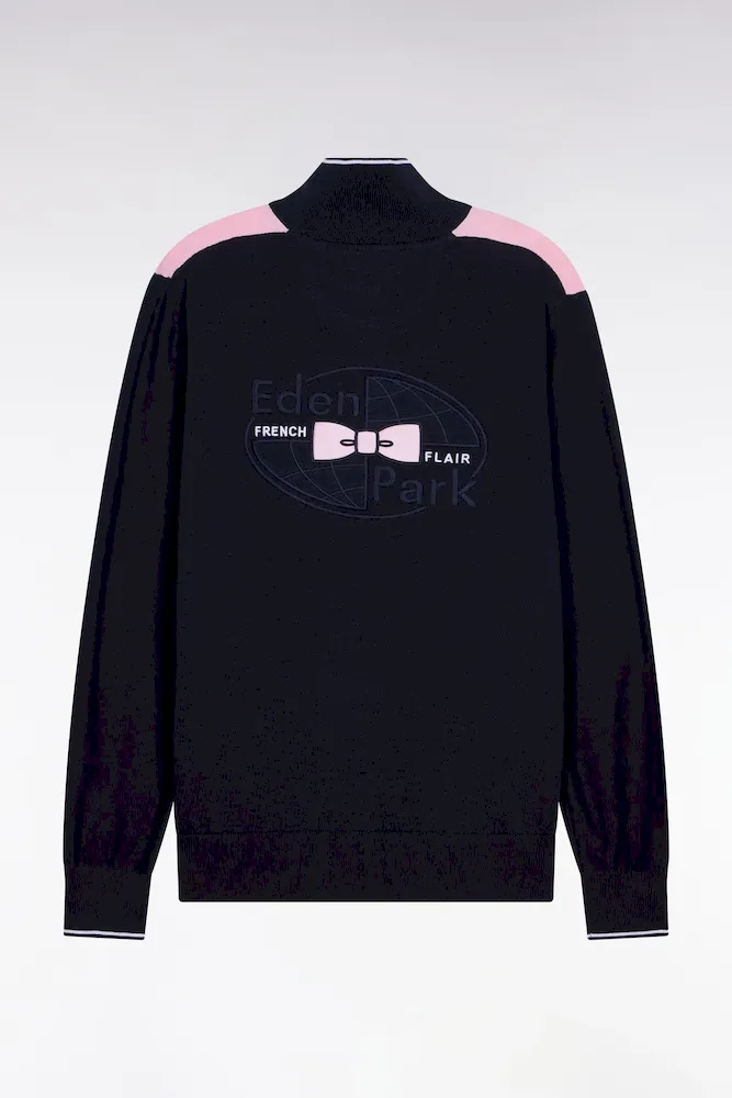 Pull à Col Maillot En Coton Rose Brodé