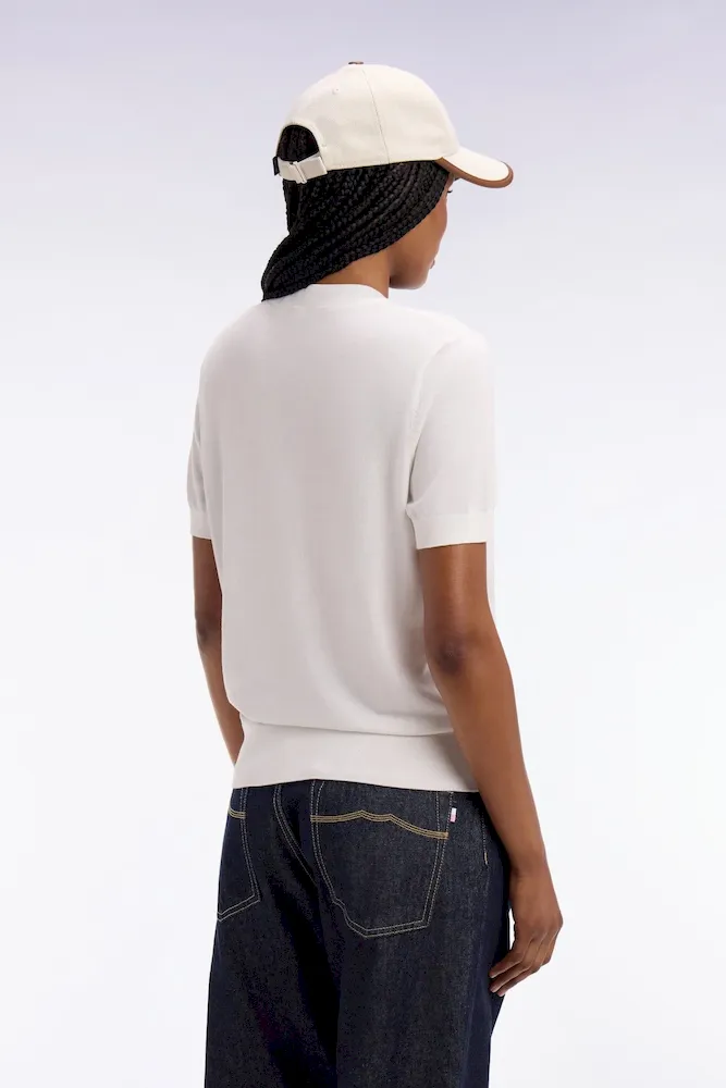 Pull à manches courtes blanc coupe regular – Bild 5