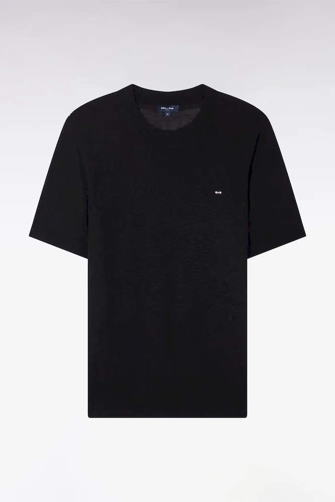 Pull à Manches Courtes Noir Coupe Regular