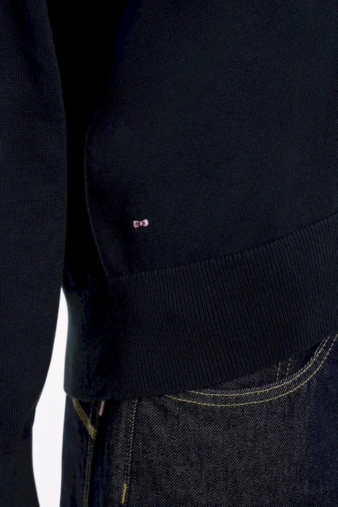 Pull-over à col V en coton marine coupe oversized – Bild 4