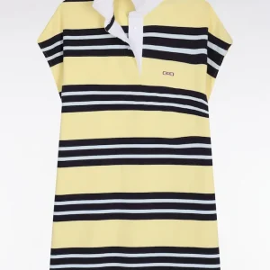 Alternative view of Robe maillot rayée en coton jaune et marine coupe oversized
