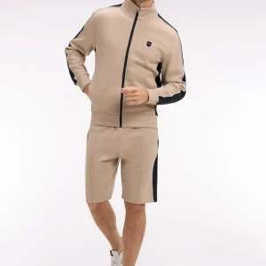 Short en interlock à découpes beige et marine