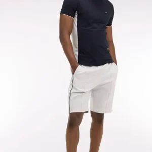 Short en interlock à découpes gris et blanc