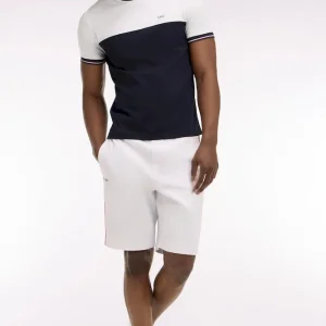 Short en interlock à découpes blanc et marine