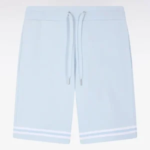 Alternative view of Short en molleton ciel à bordures de jambe rayées