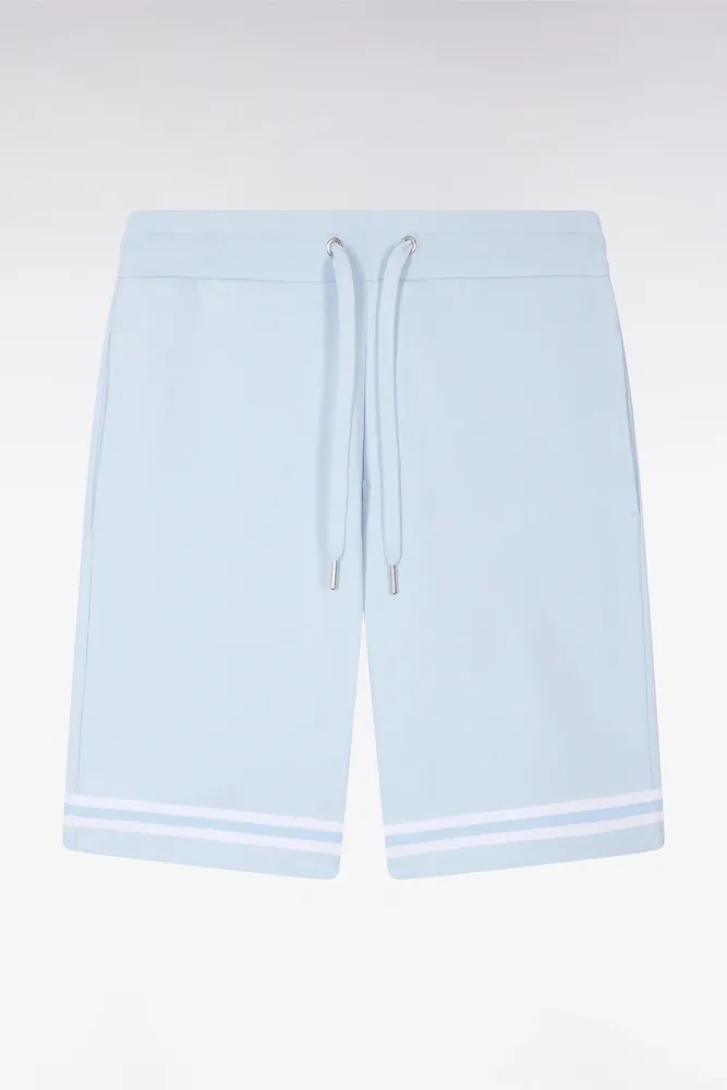 Short En Molleton Ciel à Bordures De Jambe Rayées