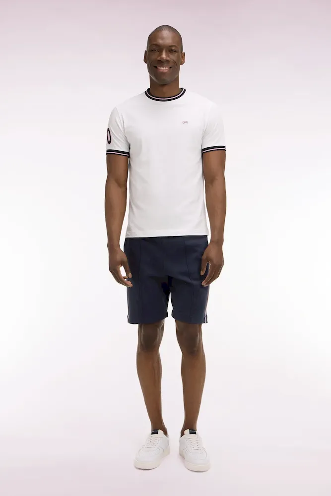 Short en molleton marine passepoils roses – Bild 3