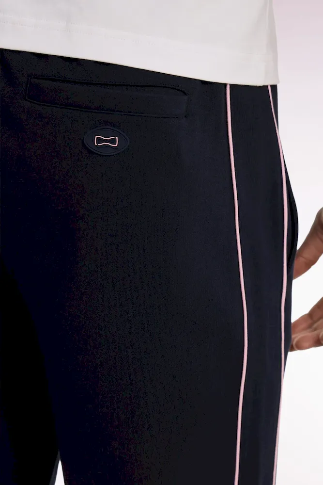 Short en molleton marine passepoils roses – Bild 4