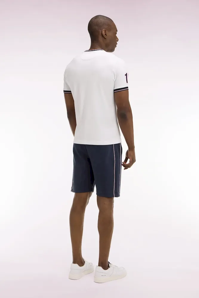 Short en molleton marine passepoils roses – Bild 5