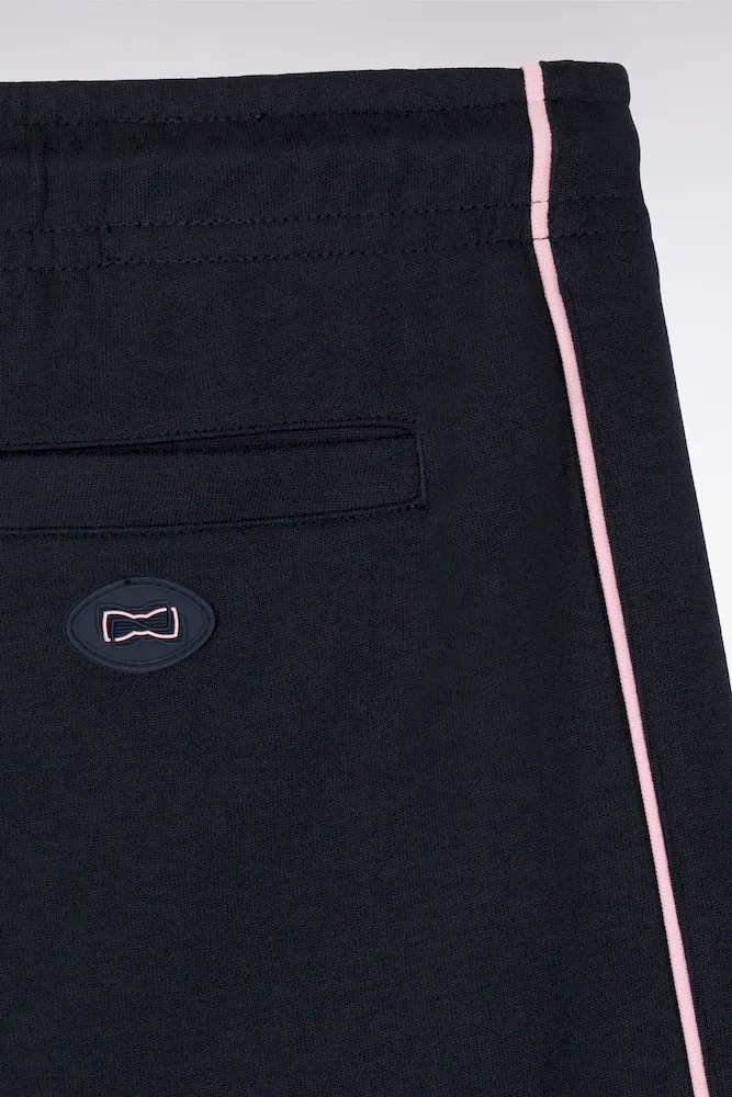 Short en molleton marine passepoils roses – Bild 6