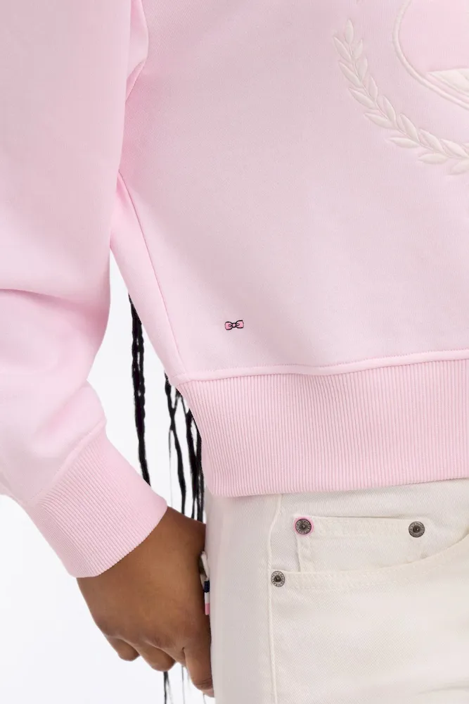 Sweatshirt en coton rose brodé coupe relaxed – Bild 4