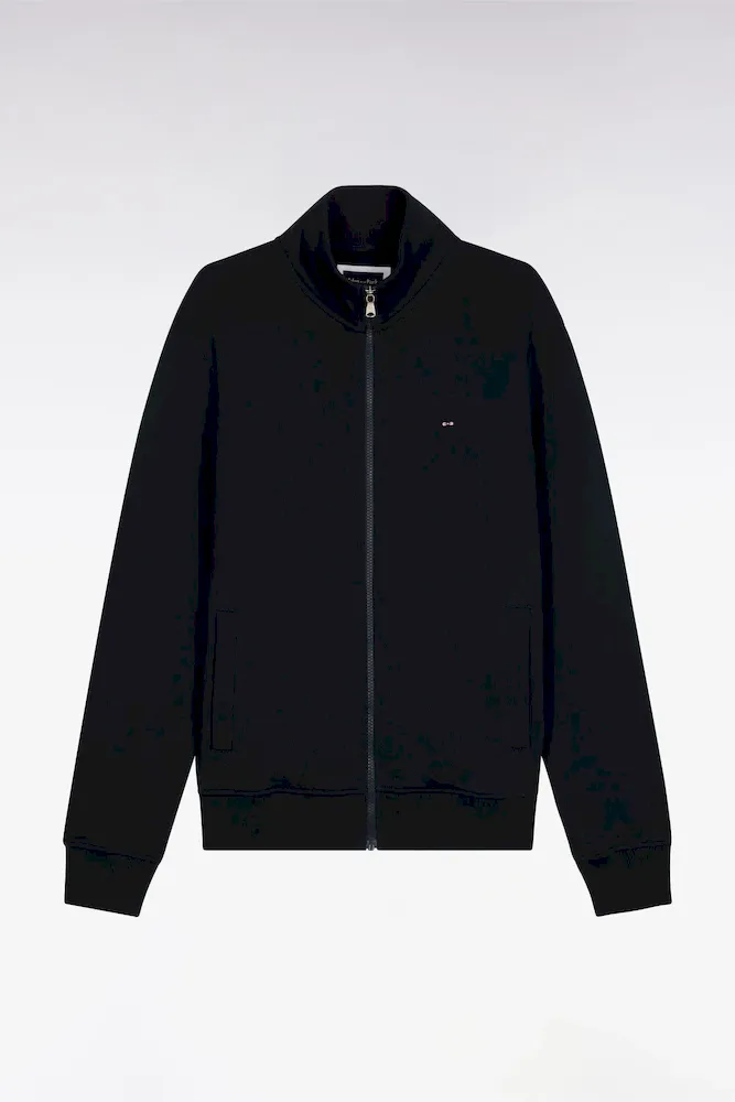 Sweatshirt Zippé En Molleton Coton Marine