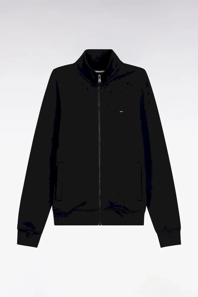 Sweatshirt Zippé En Molleton Coton Noir