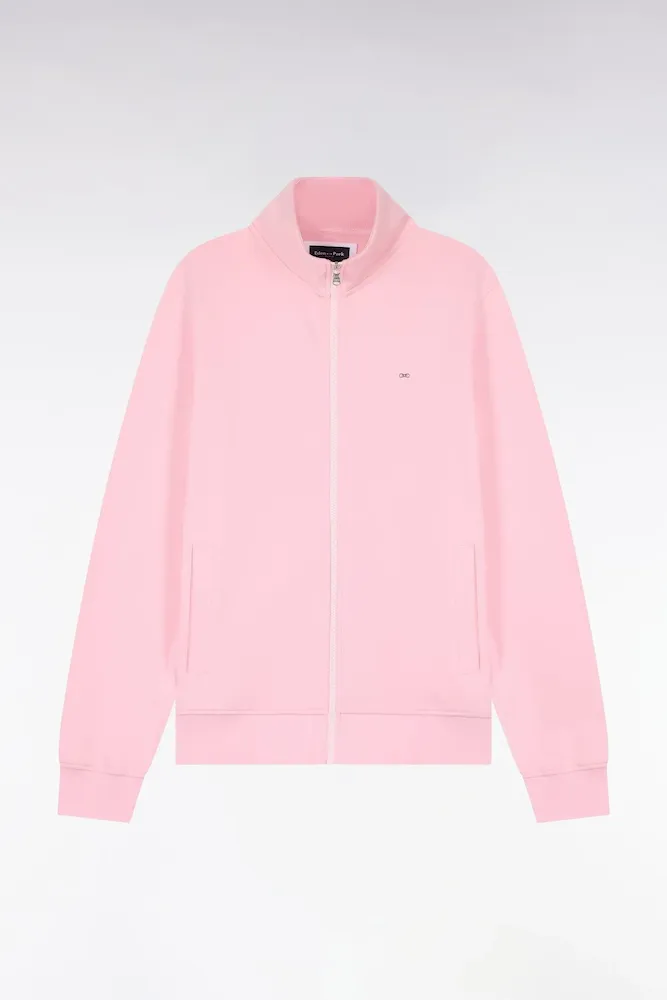 Sweatshirt Zippé En Molleton Coton Rose