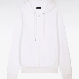 Alternative view of Sweatshirt zippé à capuche en molleton coton blanc
